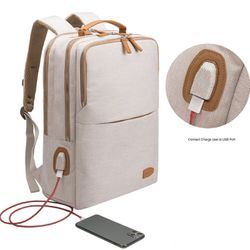 Backpack for women and man,Waterproof travel work Backpack, 15.6 Inch Laptop Backpack, Daypack, with USB (Beige plus)