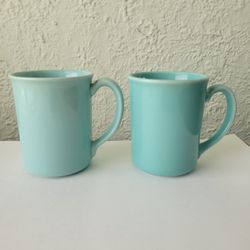 Vintage Corning Ware Coffee Mug Microwavable Sea Foam Teal Cups, Set of 2.