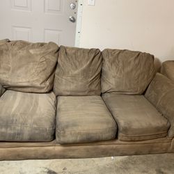 Brown Couch With Free Chair (Free Delivery) 