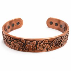 Pure Copper Magnetic Bracelet 8 Magnets 15 mm Wide Adjustable Cuff 51 g Unisex

Handcrafted from pure copper, this magnetic cuff bracelet features an 