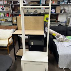 Storage bench w/towel rail+4 hooks, white, 25 1/4x14 5/8x68 1/8 "