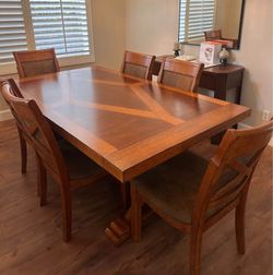 7-Piece  Dining Set: Includes the large Refectory Table and 6 matching chairs (all in excellent condition).