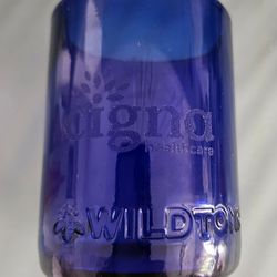 New in box Two new Wild Tonic Cobalt Glass blue tumblers beverage Dominos Old Fashioned 14"Hx 13" Diameter