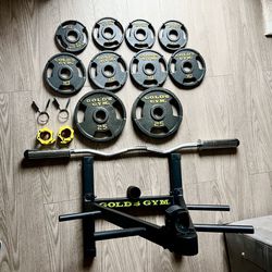 Gold’s Gym Curl Bar and Weight Plates Sets 