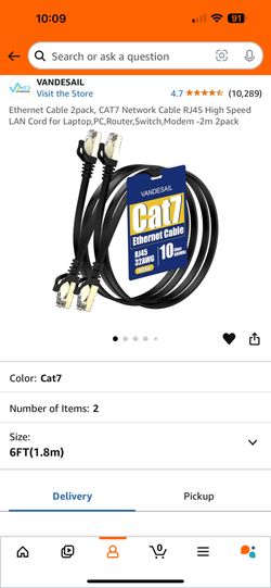 Ethernet Cable 2pack, CAT7 Network Cable RJ45 High Speed LAN Cord