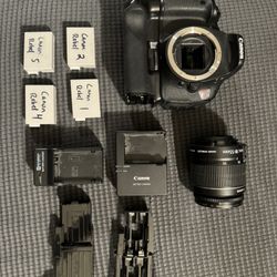 Canon Rebel T3i Bundle W/ Grip, Batteries, & Chargers