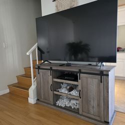 65" Samsung TV & Gray Sliding-Door Console (Bundle)