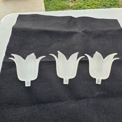 Vintage Partylite 80's Frosted Ribbed Tulip Shaped Glass Votive Candle Holder 4"