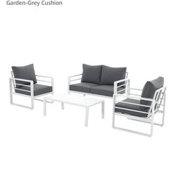 Beautiful Contemporary Grey & Navy Patio Set