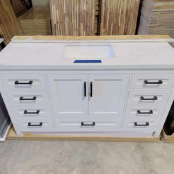 60 in. W x 22 in. D Single Sink Bath Vanity in White with White Top $929 