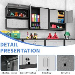Floating Garage Wall mounted tool Storage cabinets.  New