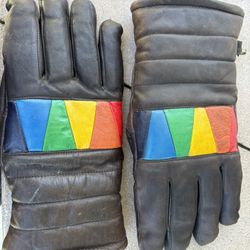 Vintage Kombi Leather Snow Gloves Mens Medium Black - Sherpa Lined 