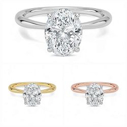 1.00 Carat Solitaire Engagement Ring with IGI Certified Oval Cut Lab Grown Diamond Includes 14K Yellow, White or Rose Gold Ring.
