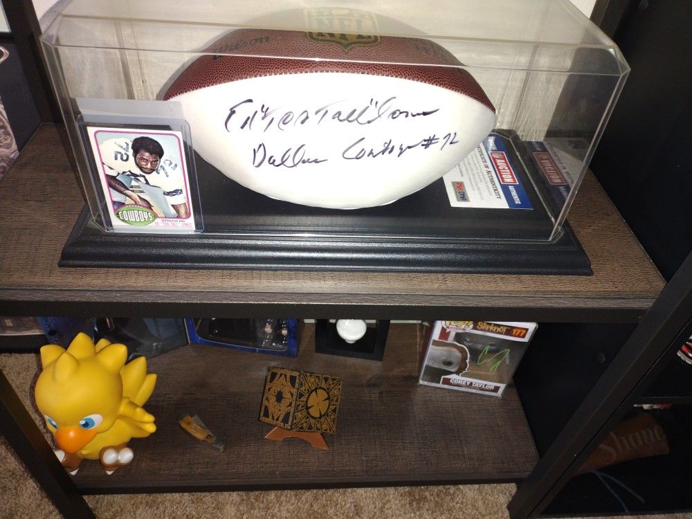 Ed "Too Tall" Jones Signed Football With Authentication And 70's Card