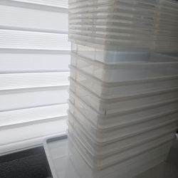 9  Container Store Cllear Shoe Boxes w/lids