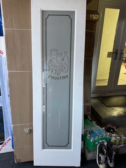 RELIABILT Pantry 24-in x 80-in Primed 1-panel Frosted glass Smooth Primed Pine Interior Slab Door