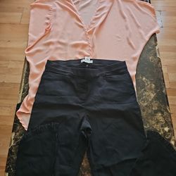Black Jean And Peach Blouse Size Medium