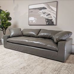 RH Cloud Gray Leather Sofa - $16K+ Retail - Free Delivery