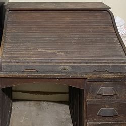 Antique walnut roll top desk