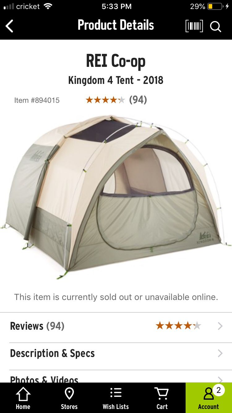 REI Kingdom Tent and camp bed set