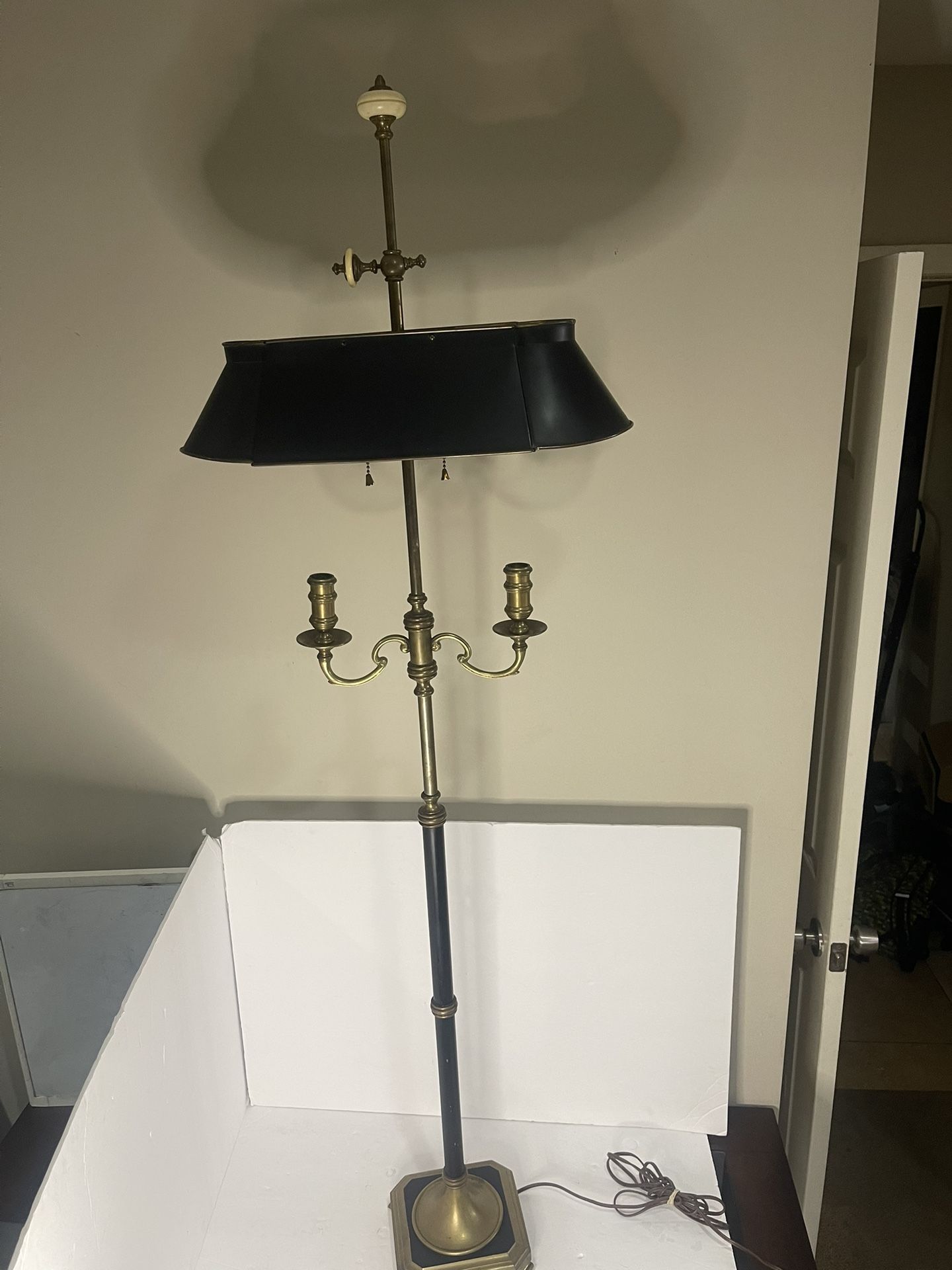 Chapman 1970s Antique French Bouillotte Floor Lamp Brass Candle Lamp 56x20in