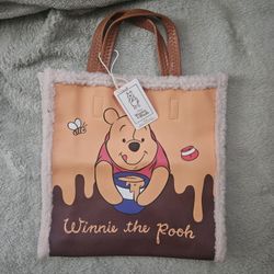 New Winnie the Pooh Tote Bag with Faux Sherpa Trim