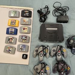 N64 Bundle System, 5x Controllers, 10x Games