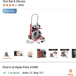 Ridgid Snake 75 Foot Cable $430