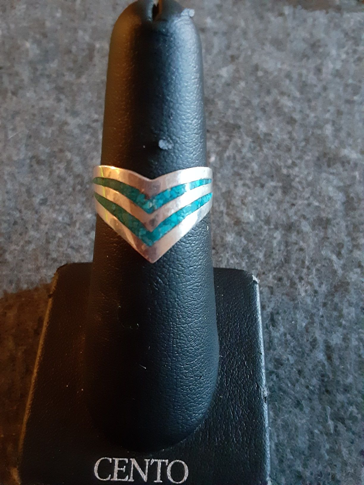 Sterling silver turquoise Chevron ring