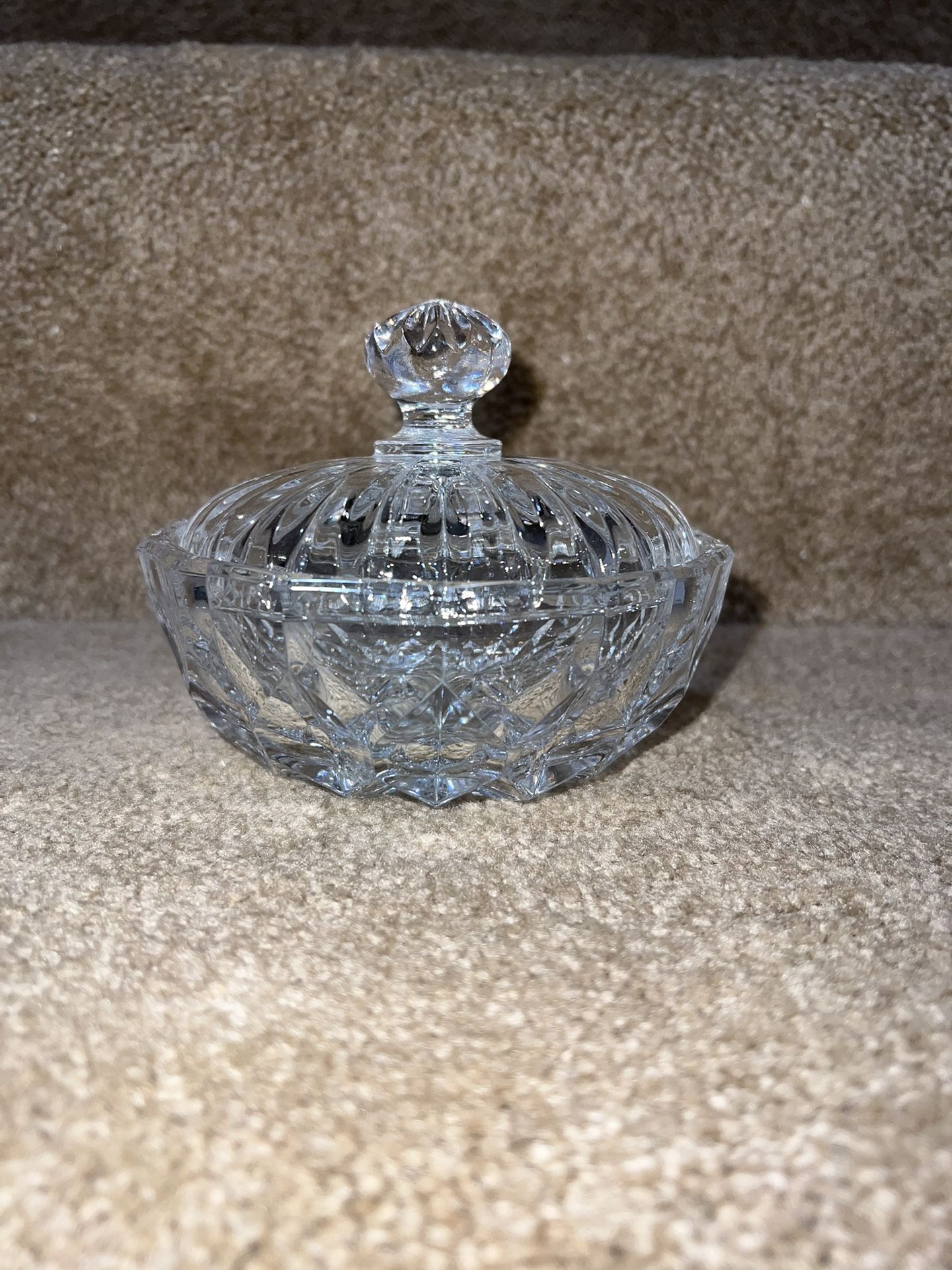 Leaded Crystal Candy Trinket Dish with Lid 4” x 2”