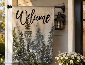 Welcome Forest Pine Tree Garden Flag
