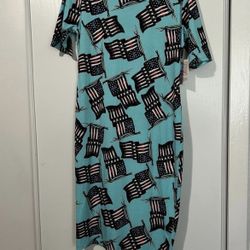 NWT Lularoe American Flag Julia Dress Large