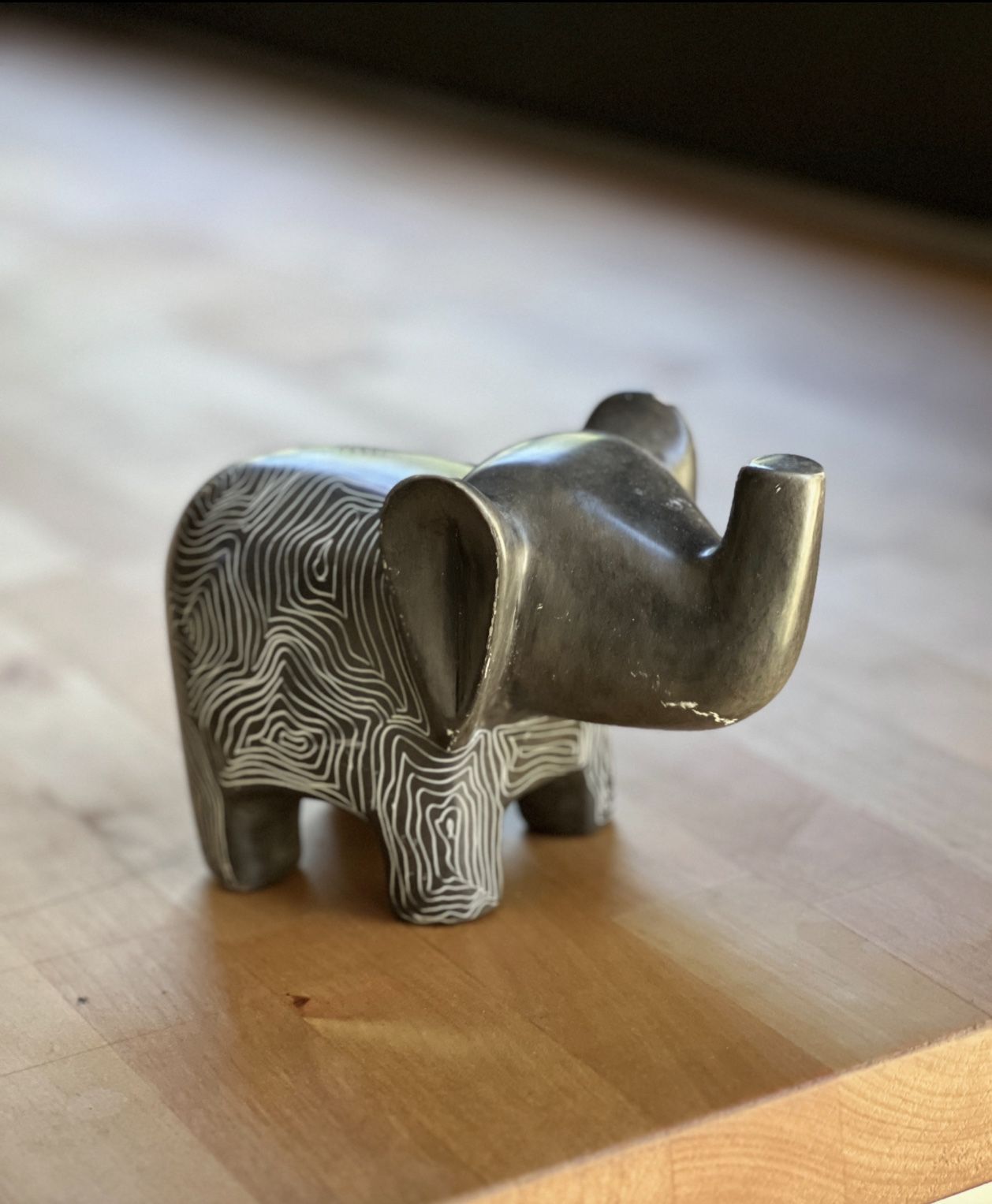 Elephant Figurine Handcarved Soapstone, Decor