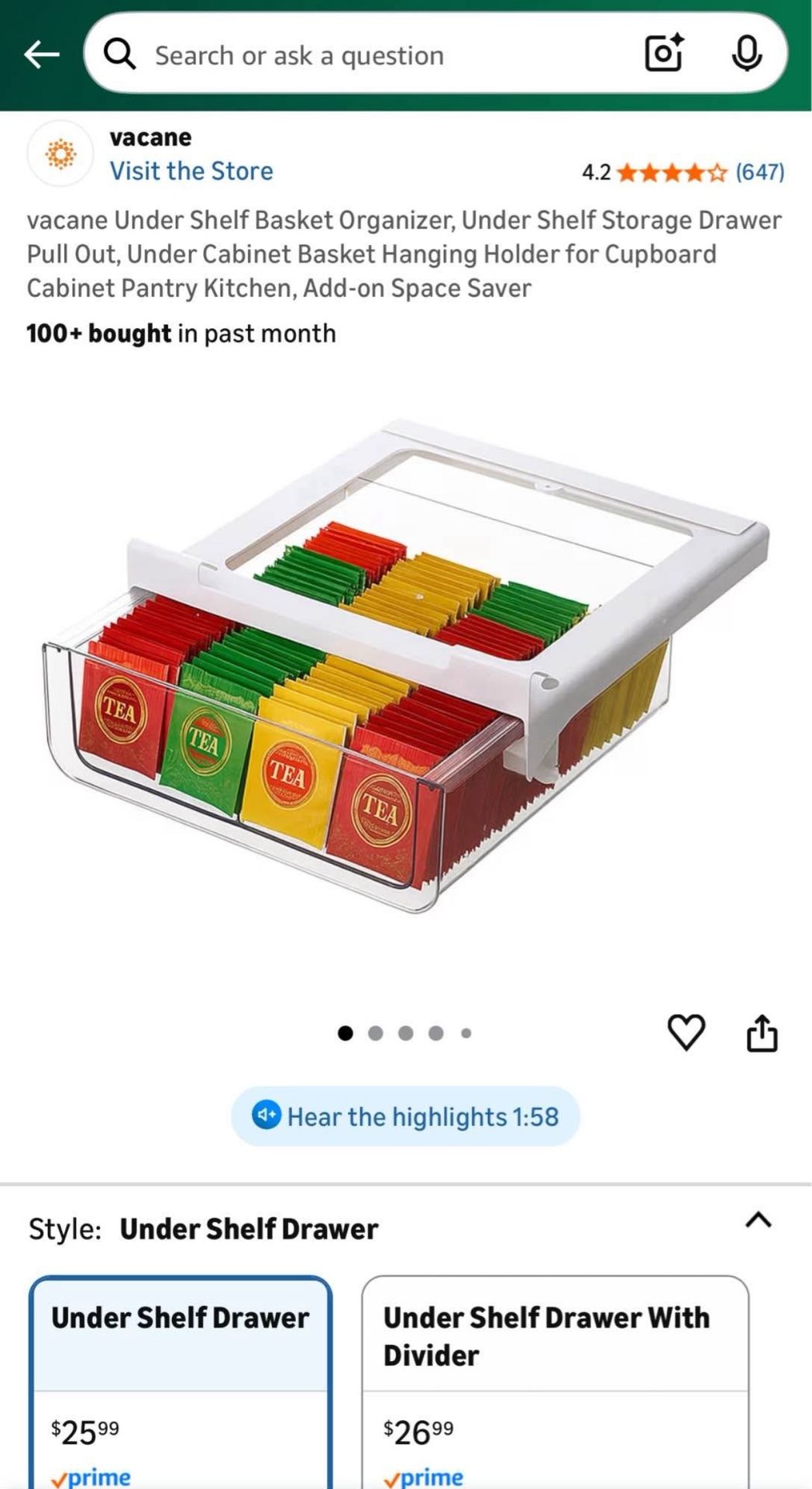 NEW Under Shelf Storage Drawer