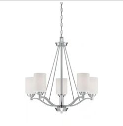 Millennium Lighting 5-Light Satin Nickel Chandelier with Etched White Glass