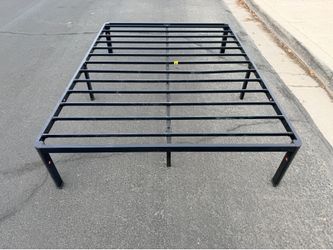 Full Size (Double) Black Metal Bed Frame (LxWxH: 74.5” x 53.5” x 14”)