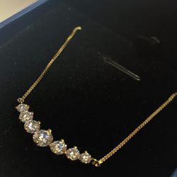 Golden Moissanite Multi Stone Necklace Sterling Silver Gold