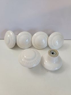 White ceramic drawer knobs