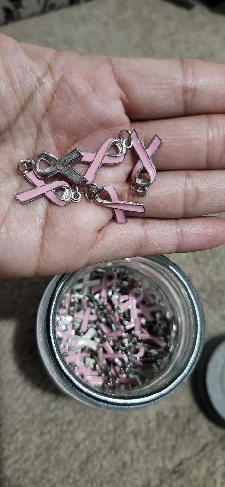 Pink Ribbon Charms