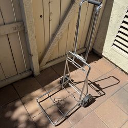 Heavy Duty Metal Folding 2-Wheeled Cart 44 inches Tall  6 inch Wheels Works Great!