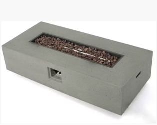 Vortical 50 Thousand Btu Outdoor Rectangular Concrete Firepit In Light Grey