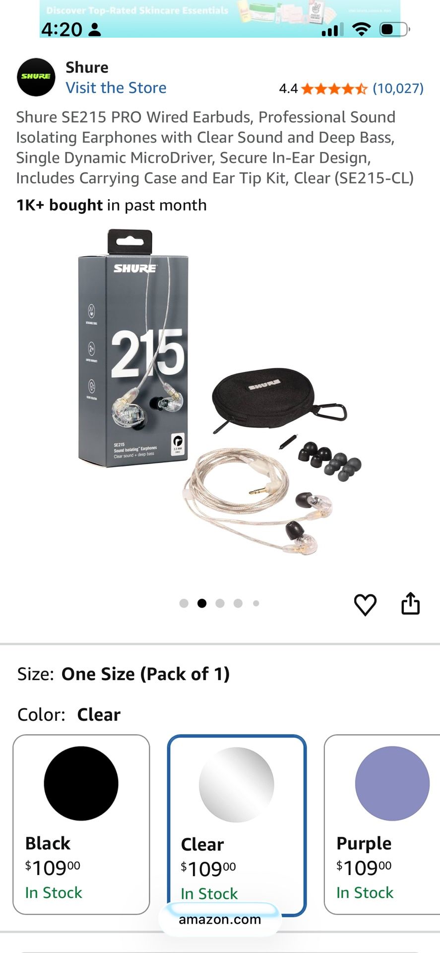 Pro Earbud Plug-In For Gaming, Computer Or Phone