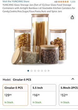 Stackable Kitchen Canisters, Clear Plactic Food Storage Jars Containers  with Lid for Candy Cookie Rice Sugar Flour Pasta Nuts 