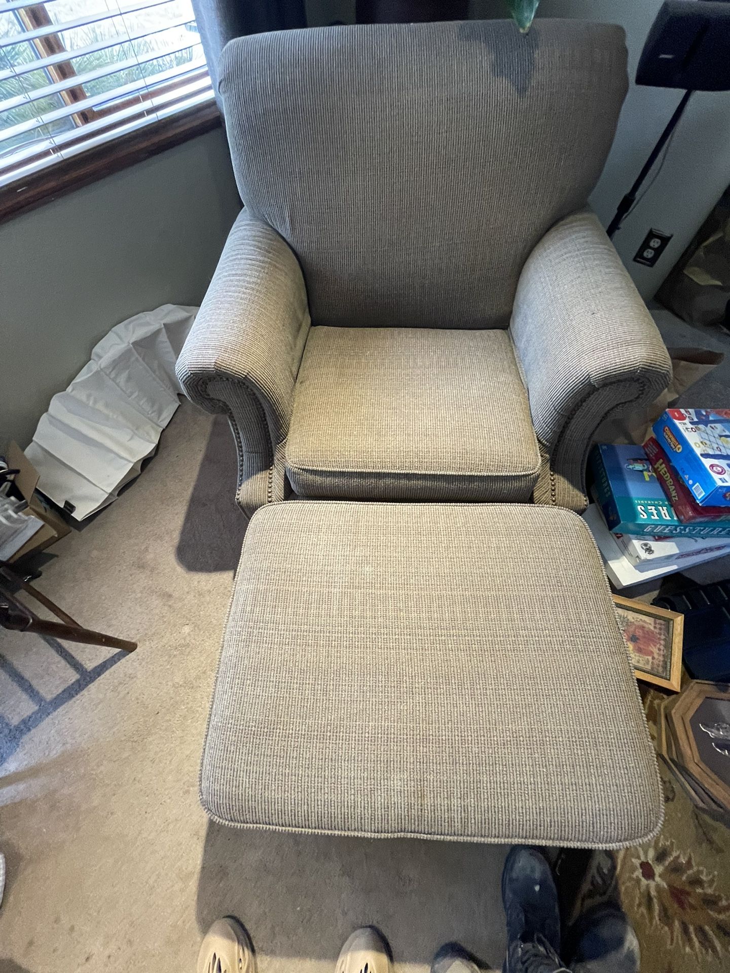 Comfy Chair And Ottoman And Pillow
