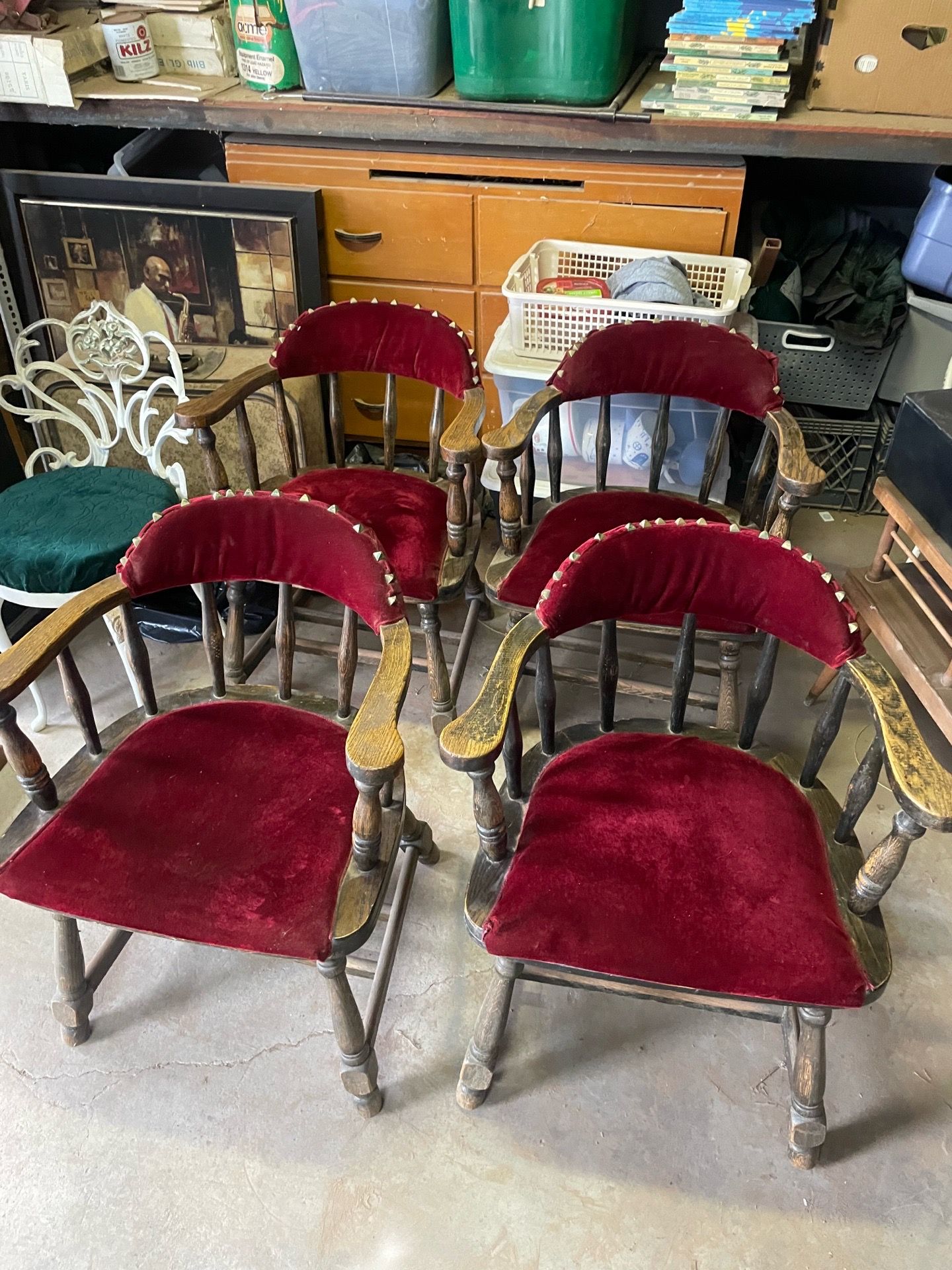 Vintage oak pub chairs