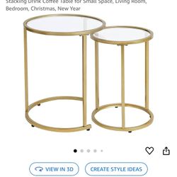 Gold Glass Stacking End Tables Set Of 2