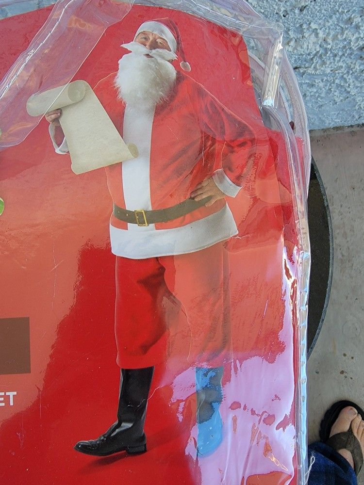 New Be Jolly Red Santa Suit W/Hat, Beard, Jacket, & More, One Size Fits Most
