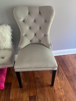 Tufted Upholstered Dining Chair with Nailhead Trim