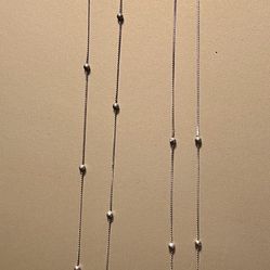 Vintage Italian Sterling Silver Bead Chain Necklace Set | 18” & 24” | ITALY 925 