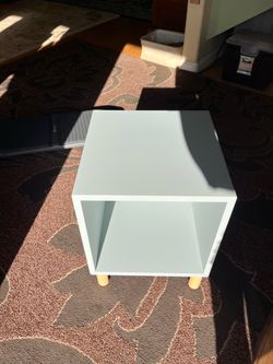 Light blue Cube Storage Side Table with Legs